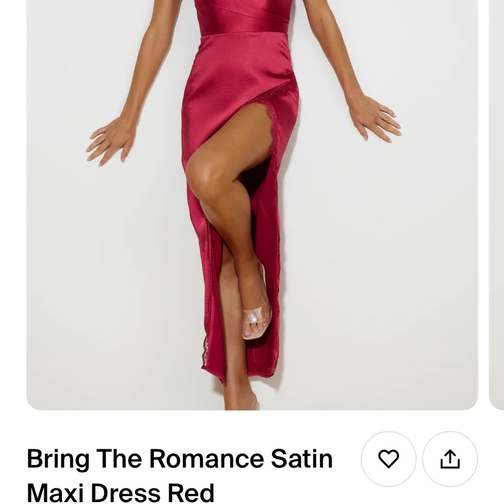 Satin Maxi Dress in Red